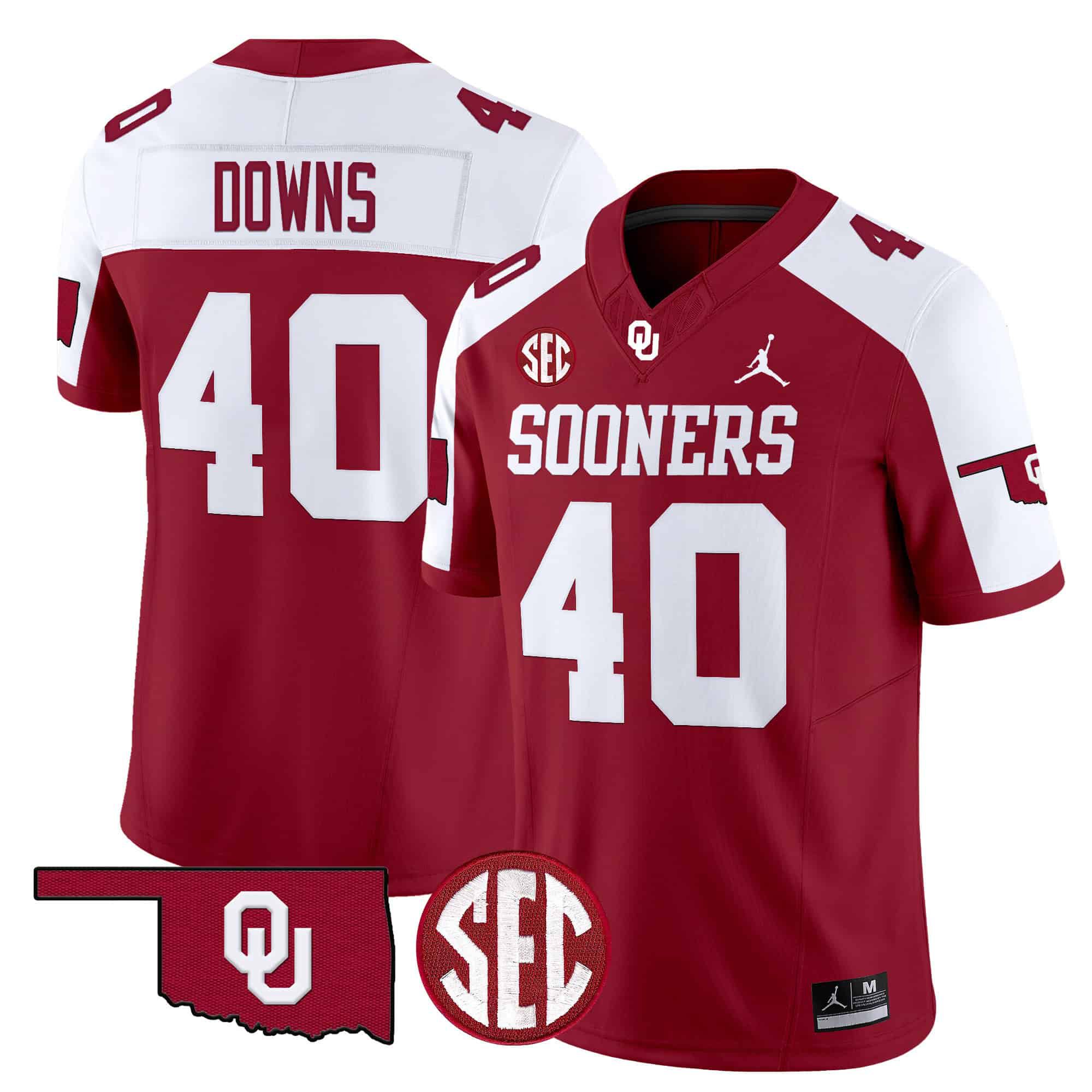 Men Oklahoma Sooners 40 Downs Red 2024 Vapor Limited NCAA Jersey